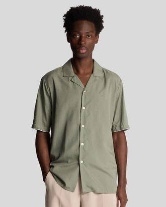 Lyle & Scott Contrast Cuff Shirt in Clay Green/White at Nordstrom, Size Xx-Large