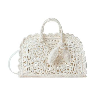 Jacquemus Cross Body Bags, female, White, Size: ONE SIZE Le Petit Turismo Crochet Handbag
