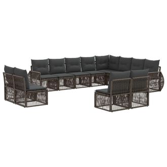 vidaXL Conjunto De Sof&aacute;s De Jard&iacute;n 12 Pcs Gris Y Gris Oscuro Vidaxl