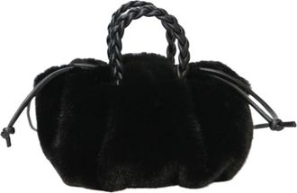 Generic Womens Plush Bags Autumn And Winter Versatile Simple Solid Color Portable Hair Bag Womens And Pleated Cloud High-end Plush(Black)