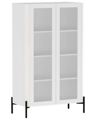 Manhattan Comfort Modern Abbey Décor Ribbed Tempered Glass Cabinet