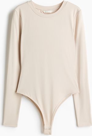 H&M Langarmbody aus Mikrofaser - Beige