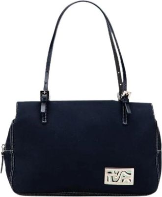 Fendi Pre-owned Shoulder Bags, female, Blue, Size: ONE SIZE Pre-owned Canvas Shoulder Bag