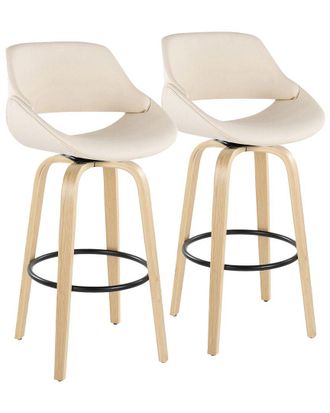 LumiSource Set Of 2 Fabrico 30In Contemporary Fixed-Height Swivel Bar Stools With Footrest
