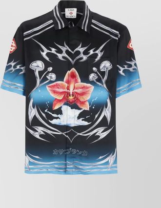 Casablanca short sleeve silk shirt with blades print