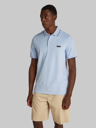Calvin Klein Poloshirt CALVIN KLEIN STRETCH PIQUE TIPPING POLO, Herren, Gr. S, blau (zen blau), Piqu&eacute;, Obermaterial: 96% Baumwolle, 4% Elasthan, regular fit h&uuml;ftla