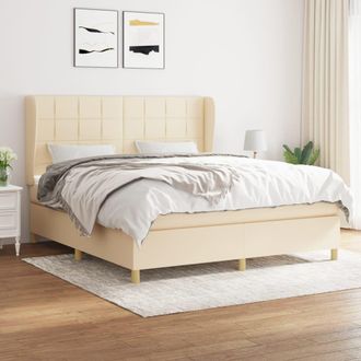 vidaXL Vidaxl - Cama Box Spring Con Colch&oacute;n Tela Color Crema 180x200 Cm