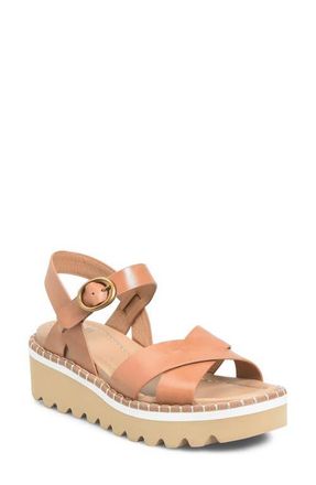 S&ouml;fft Ruthie Ankle Strap Platform Wedge Sandal in Luggage at Nordstrom, Size 9.5