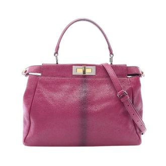 Fendi Pre-owned Peekaboo Leder 2way Tas - Dames - Pre-owned - Paars - Maat: ONE Size Leer