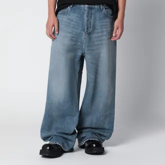 Balenciaga Jeans baggy in denim di cotone blu