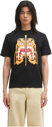 A Bathing Ape A Bathing Ape, Tops, Heren, Zwart, L, Katoen, Colors Tijger Grafische Print T-shirt
