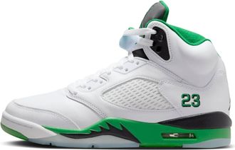 Nike Jordan Womens Air Jordan 5 Retro Basketball Sneakers In White/lucky Green-Black