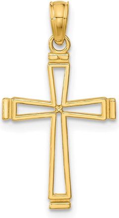 Diamond2Deal 14k Yellow Gold Cut-out Cross Shape Charm Pendant