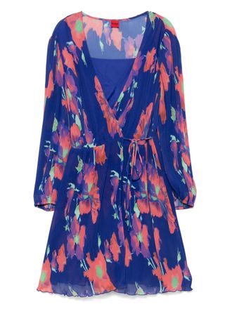 HUGO BOSS floral-print midi dress - women - Polyester/Polyester - 40 - Blue