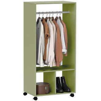 HOMCOM Open Wardrobe Clothes Rail Bedroom Clothes Storage Rod Shelves Green | TJ Hughes