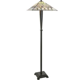 Loops 1.7m Tiffany Floor Lamp Dark Bronze & Stained Glass Shade Free Standing i00024