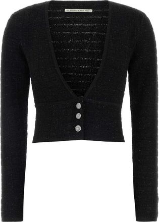Alessandra Rich Sequin Knit Crop Cardigan - Dames - Vesten - Zwart - 2XS - Pailletten - Truien & Vesten