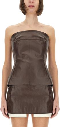 Rick Owens Brown Solid Strapless Top