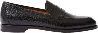 Scarosso Handgemaakte Loafers met Krokodillenprint - Heren - Loafers - Zwart - 41 EU - Leer - Schoenen