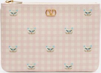 Valentino Garavani VLogo Medium printed leather pouch
