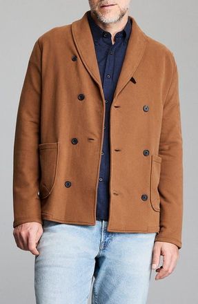 Billy Reid John Shawl Collar French Terry Jacket in Oak Brown at Nordstrom, Size Xx-Large