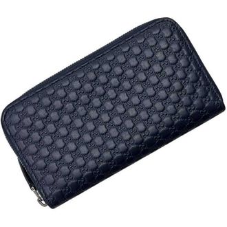 Gucci Navy Leather Long Wallet (Bi-Fold) (Pre-Owned)