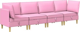 vidaXL Juego De Sof&aacute; Modular Con Almacenamiento 4 Uds. Rosa Tela Vidaxl