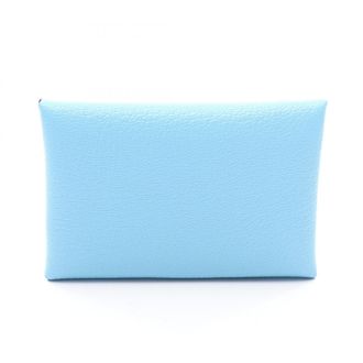 Herm&egrave;s Blue Chevre Leather Coin Purse/Coin Case (Pre-Owned)