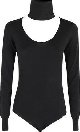 Erika Cavallini Semi Couture DIVA cut-out roll-neck bodysuit - Black