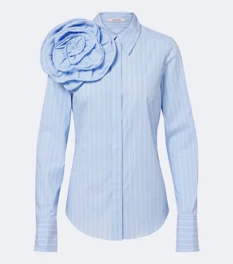 Dorothee Schumacher Striped Power floral-appliqu&eacute; cotton-blend shirt