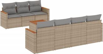 vidaXL Vidaxl - Juego De Sof&aacute;s De Jard&iacute;n Con Cojines Beige 8 Pzas Rat&aacute;n Pe