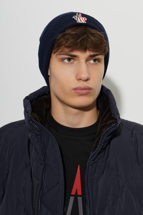 Moncler MONCLER GRENOBLE APR&Egrave;S-SKI Navy Beanie, Mens, Navy Blue