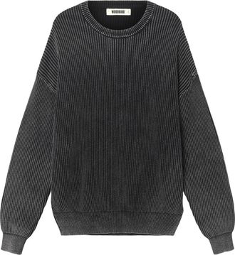 Woodbird Sake Washed Crew - Heren - Ronde hals truien - Zwart - M - Katoen - Truien & Vesten