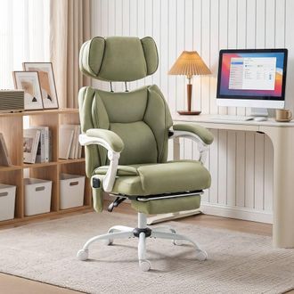 HOMCOM Vibration Massage Office Chair w/ Heat Reclining Function, Lime Green