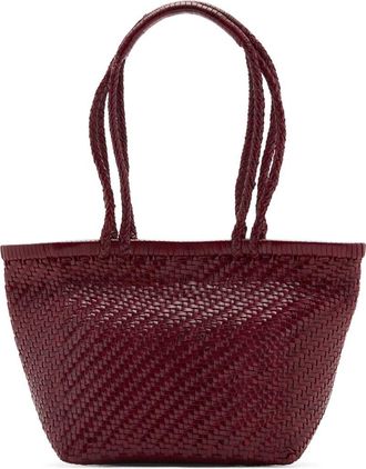 Mango Braided Leather Shoulder Bag in Burgundy at Nordstrom
