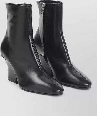 Jil Sander lune leather ankle boots curved heel