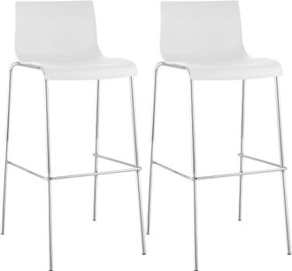 Clp Clp - Set 2x Taburete Hover Con Asiento De Pl&aacute;stico & Base De Metal Blanco Cromado