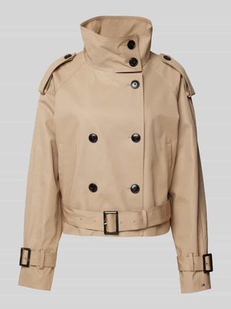 Tommy Hilfiger Cropped Trenchcoat mit Stehkragen in Sand, Gr&ouml;&szlig;e 46