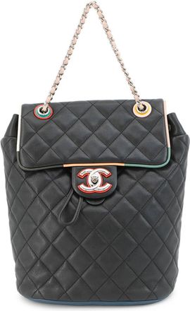 Chanel Black Multi-Color Leather Backpack (Pre-Owned)
