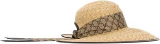 Gucci raffia monogram-ribbon hat - Neutrals