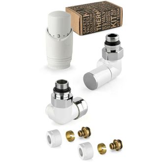 APM Apm - Kit V&aacute;lvula Decorativa En Blanco Y Cromo Con V&aacute;lvula Termost&aacute;tica Izquierda 130kb 015 M 16 12 Blanco