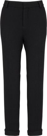 Balmain Broek van wolcr&ecirc;pe met omslag - Dames - Slim Fit Broeken - Zwart - S - Wol - Broeken
