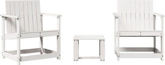 vidaXL 3 Piece Garden Lounge Set White Solid Wood Pine Vidaxl
