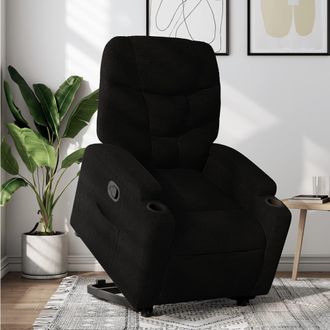 vidaXL Sill&oacute;n Reclinable Elevable Tela Negro Vidaxl