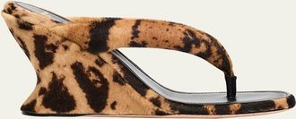 Balenciaga 90mm Gaeta Calf Hair Wedge Thong Sandals