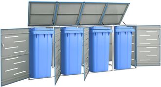 vidaXL Vidaxl - Cobertizo Para 4 Contenedores Basura Acero 276,5x77,5x112,5 Cm