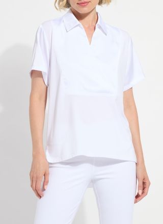 Lyss&eacute; Safira Shirt Collar Mix Media Top
