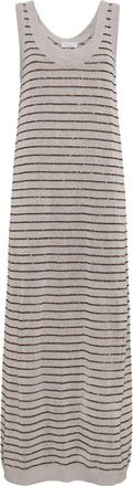 Brunello Cucinelli striped cotton maxi dress - women - Cotton - M - Grey