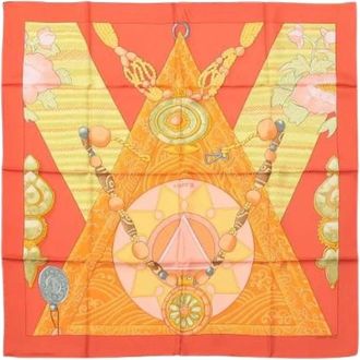Herm&egrave;s Pre-owned Scarves, female, Orange, Size: ONE SIZE Pre-owned Carre 90 Scarf