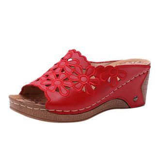 Generic Womens Mules with Heel Platform Sandals Orthopaedic Slippers Wedge Sandals Peep Toe Summer Shoes Sandals Faux Leather Slippers Summer Pumps Slippers F